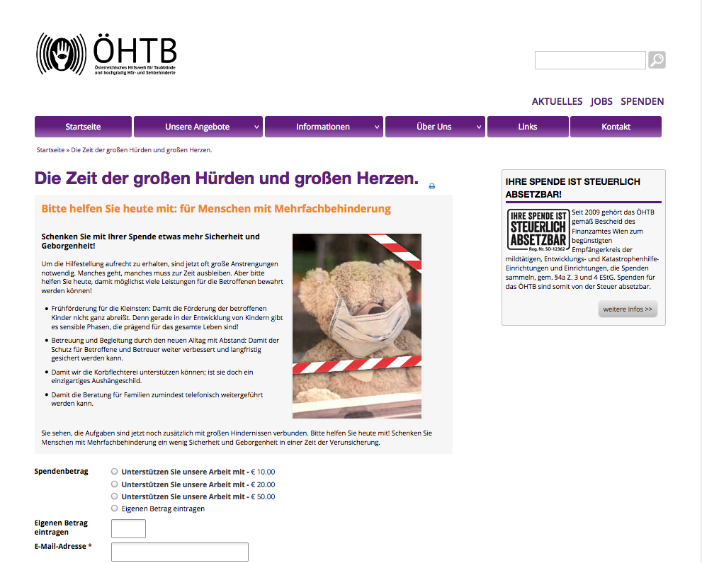 ÖHTB Online Spendenkampagne ÖHTB Online Spendenkampagne